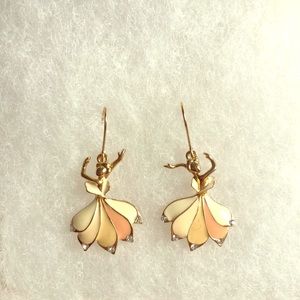 Gold enamel dancer earrings